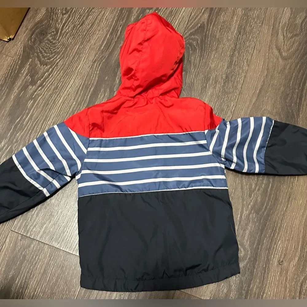OshKosh B'gosh Red Navy Blue Striped Hooded Jacket